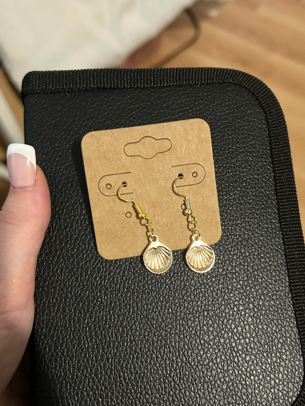 Gold Seashell Dangle Earrings for Women